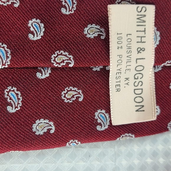 Vintage Smith & Logsdon Men’s Necktie Maroon Paisley 57"x3 - Picture 3 of 3